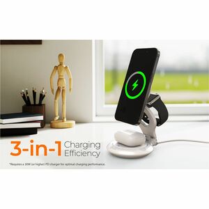 j5create JUPW3415 Induction Charger - White - For iPhone - Input connectors: USB - Magnetic, Foldable, Overheat Protection