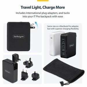 StarTech.com 140W USB-C-Wandladegerät, 3x USB-C/1x USB-A, PD 3.1 Internationaler GaN-Ladegerät/Netzteil für MacBook/Dell X