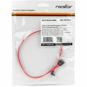 Rocstor 18in SATA to Left Angle SATA Cable - 1.50 ft SATA Data Transfer Cable for Workstation, Computer Case, Hard Drive, 
