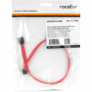 Rocstor 18in SATA to Right Angle SATA Serial ATA Cable - 1.50 ft SATA Data Transfer Cable for Workstation, Server, Motherb