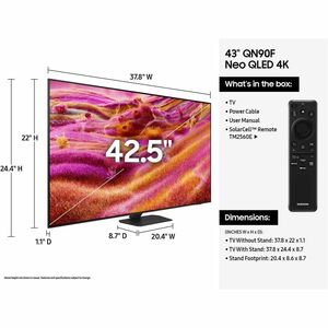 Samsung QN43QN90FAF 43" Smart LED-LCD TV - 4K UHDTV - High Dynamic Range (HDR) - Neo Quantum HDR - Neo QLED Backlight - 38