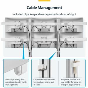 StarTech.com 6 Fach Monitorhalterung mit Querstange, Monitore bis 32 Zoll & 8kg, Zwei Pfosten Bildschirmhalterung/Monitora