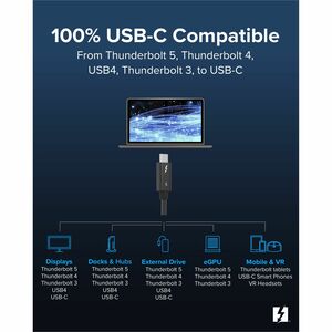 Plugable Thunderbolt 5 Cable with 80Gbps and 240W Charging - Thunderbolt Certified | Up to 120Gbps Bandwidth Boost - Compa