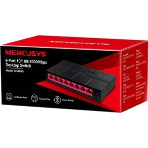 Switch Ethernet Mercusys MS108G 8 Porte - Gigabit Ethernet - 10/100/1000Base-T - 2 Layer supportato - Coppia incrociata - 