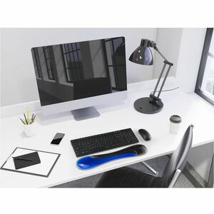 Kensington Slim Duo Gel Wrist Rest - 18 mm x 490 mm x 95 mm Dimension - Black, Blue - Gel - Strain Resistant - Keyboard - 