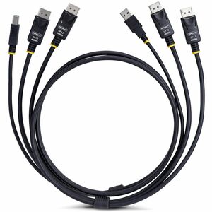 StarTech.com 6ft (1.8m) Dual-DisplayPort and USB 5Gbps KVM Cable, 4K 60Hz, Universally Compatible Combo Cable for KVM Swit