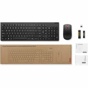 Lenovo Essential Keyboard & Mouse - Spanish - USB Type A Wireless RF 2.40 GHz Keyboard - Keyboard/Keypad Color: Black - US