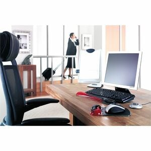 Kensington Duo Gel Wave Keyboard Wrist Rest - 479.4 mm Width x 88.9 mm Depth - Red, Black - Gel - Slip Resistant - 1 Each