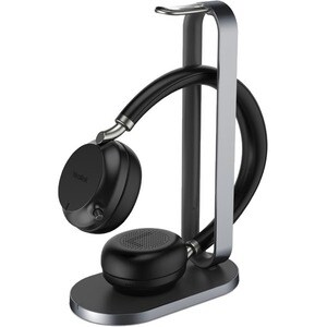 TEAMS CERTIFIED DUAL EAR OVER-THE-HEAD HEADSET COLOR: BLACK BUSYLIGHT ON HEADSET LEATHER EAR CUSHIONS SUPPORT WIRELESS CHA