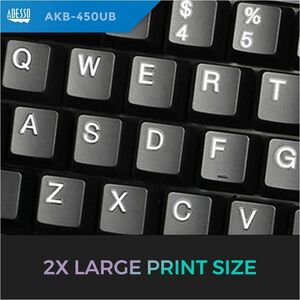 Adesso Tru-Form AKB-450UB Keyboard - Cable Connectivity - USB Interface - TouchPad - English (US) - Black - Membrane Keysw
