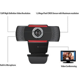 Adesso CyberTrack CyberTrack H3 Webcam - 1.3 Megapixel - 30 fps - Black, Red - USB 2.0 - 1280 x 720 Video - CMOS Sensor - 