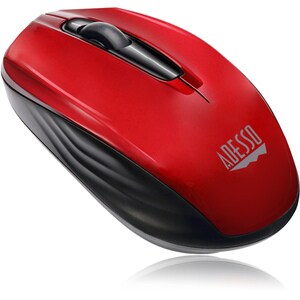 Adesso iMouse S50R Mouse - Radio Frequency - USB - Optical - 3 Button(s) - Red - Wireless - 2.40 GHz - 1200 dpi - Scroll W