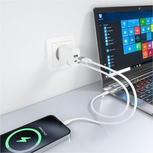 CARGADOR GAN 30W 1XUSB-C PD3.0 QC4.0 1XUSB-A QC3.0 BLANCO