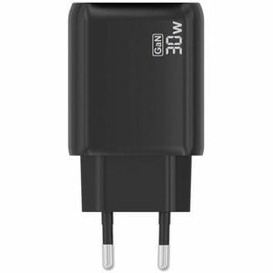 CARGADOR GAN 30W 1XUSB-C PD3.0 QC4.0 1XUSB-A QC3.0 NEGRO
