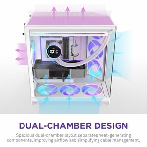NZXT H9 Flow CM-H92FW-P1 Computer Case - ATX Motherboard Supported - Mid-tower - Glass, Tempered Glass, Steel, Galvanized 