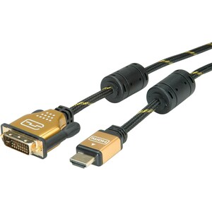 Roline 1,50 m DVI-D/HDMI Videokabel - 1 - Cable for Notebook, TV, Monitor, Projektor, Videogerät, Grafikkarte, Ultrabook, 