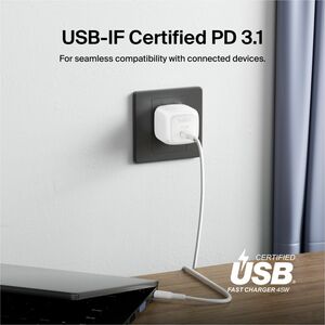 Belkin 45W Portable USB-C Wall Charger - 1xUSB-C (45W) - Fast Charge - Power Adapter - White - 45 W - White