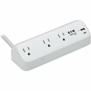Tripp Lite series Protect It! TLP308U20CLAMP 3-Outlets Surge Suppressor/Protector - White - NEMA 5-15P - 3 x NEMA 5-15R, 1