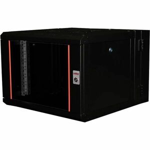 Roline 7U Wall Mountable Enclosed Cabinet Rack Cabinet for Networking450 mm Rack Depth - Jet Black - Steel, Glass, Sheet S