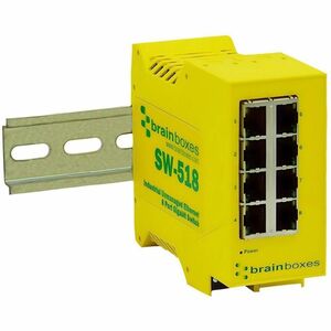 Brainboxes SW-518 Ethernet Switch - 8 Ports - Gigabit Ethernet - 10/100/1000Base-T - 2 Layer Supported - 6.50 W Power Cons