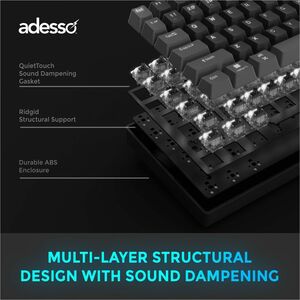 Adesso EasyTouch 130 Full Sized Wired Mechanical Keyboard With CoPilot AI Hotkey - Cable Connectivity - Full-size - USB In