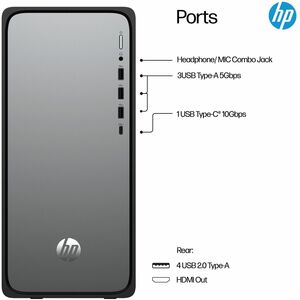 HP OmniDesk N02-041rcn 台式计算机 - Intel Core i3 14th Gen i3-14100 - 16 GB - 1 TB SSD - 塔式 - Intel H770 芯片 - Intel UHD Graphic