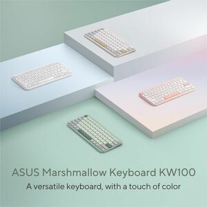 Asus Marshmallow KW100-GTL-CP Keyboard - Wireless Connectivity - Green Tea Latte - Scissors Keyswitch - Bluetooth - 5 - 10