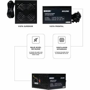 Naceb Fuente de alimentación - 600W - Negro - 120 V AC, 230 V AC Entrada - 5 V, 12 V, 5 V SB Salida - 1 Raíles +12V - 1 Ve