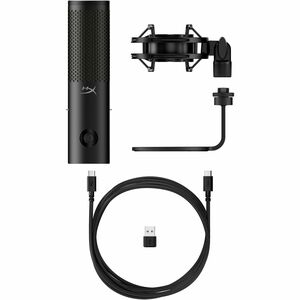 HyperX QuadCast 2 S Wired Electret Condenser Microphone for Recording - Black - 3 m - Stereo - 20 Hz to 20 kHz - Cardioid,