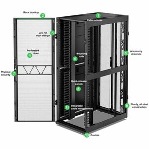 APC by Schneider Electric NetShelter SX 42U Enclosed Cabinet Rack Cabinet for Server, Data Center - 482.60 mm Rack Width x
