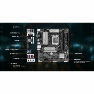 GIGABYTE Ultra Durable B760M G WF6E GEN5 Gaming Desktop Motherboard - Intel B760 Chipset - Socket LGA-1700 - Micro ATX - C