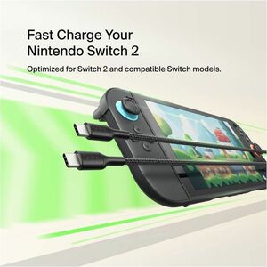 Belkin USB-C to USB-C Cable 60W for Nintendo Switch 2 - 6.56 ft USB-C Data Transfer Cable for Gaming Console, Smartphone, 