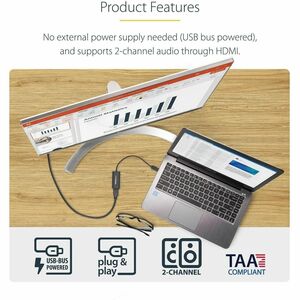 StarTech.com Video Adapter - 1 Each - TAA Compliant - 1 x 9-pin Type A USB 3.0 USB Male - 1 x 19-pin HDMI Digital Audio/Vi