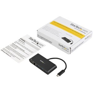 StarTech.com USB/Ethernet Combo Hub - USB Type C - External - Black - UASP Support - 4 Total USB Port(s) - 4 USB 3.0 Port(