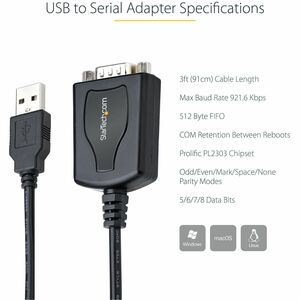 3FT USB TO SERIAL CABLE/RS232 ADAPTER 1P3FPC-USB-SERIAL