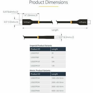 StarTech.com 4 m (157.48") USB-C Data Transfer Cable - 1 - Cable for Charger, Wall Charger, Power Bank, MacBook Pro - Firs