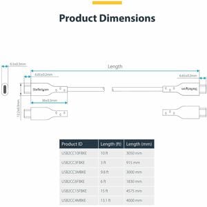 StarTech.com 3 m (118.11") USB-C Data Transfer Cable - 1 - Cable for Notebook, Computer, Wall Charger, Power Bank, Worksta