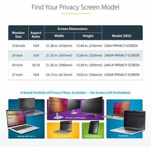 StarTech.com Acrylic Privacy Screen Filter - Black - 1 Each - For 60.96 cm (24") Widescreen LCD Monitor - 16:9 - Blue Ligh