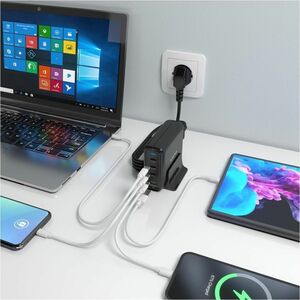 CARGADOR SOBREMESA GAN 140W 3XUSB-C PD3.0 QC5.0 USB-A QC3.0