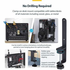 StarTech.com 1612B-DESK-PEGBOARD. Produktfarbe: Schwarz. Breite: 420 mm, Tiefe: 48,5 mm, Höhe: 320 mm. Paketbreite: 456 mm