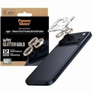 PanzerGlass Hoops Camera Lens Protector - Glitter Gold - Glass, Silicone