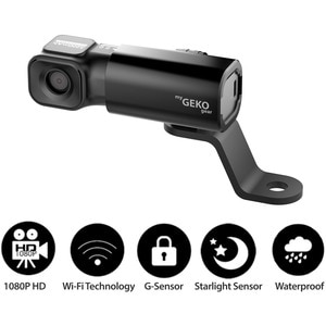 GekoGear Moto Snap Dashboard Vehicle Camera - Black - Wireless - 1920 x 1080 Video
