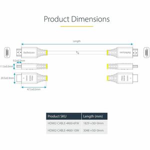 StarTech.com 3m Premium Zertifiziertes High Speed HDMI Kabel, 4K 60Hz, 1440p 144Hz, 18Gbps, UHD HDMI 2.0 Arc Kabel für TV 
