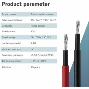 Digitus Solaranlagenkabel - 20 m - für Solarpanel, Leistungswechselrichter - 1500 V DC / 30 A - Innen, Outdoor - Rot - Fle