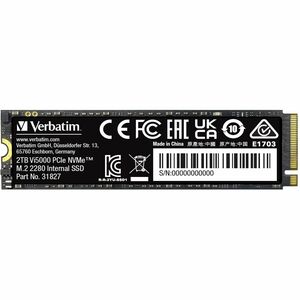 Unità stato solido Verbatim Vi5000 - M.2 2280 Interno - 2 TB - PCI Express NVMe (PCI Express NVMe 4.0) - Computer portatil