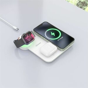 WIRELESS CHARGER USB-C 4IN1 15W SMARTPHONE WATCH EARPHONES WHITE