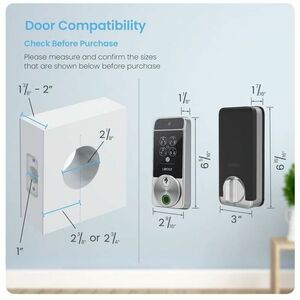 Lockly Visage Zeno Series Facial Recognition Deadbolt (Satin Nickel) - Built-In Wi-Fi - Keyless Entry - Facial Recognition