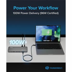 Plugable Thunderbolt 4 Dock for M4 MacBook Air & Pro: 100W Charging Driverless Laptop Docking Station - 4K HDMI Dual Monit