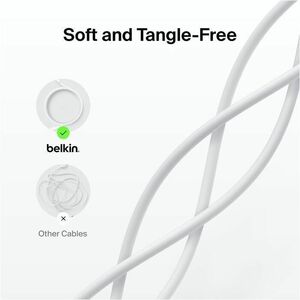 Belkin USB-C Cable with Lightning Connector, 3.3ft/1m, White - 3.3 ft (1 m) Lightning/USB-C Data Transfer Cable for iPhone