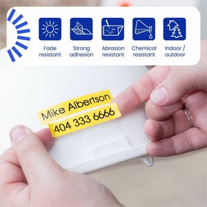 Brother P-touch Cinta para etiquetas - 12mm Ancho - Blanco - Laminada - duradero, Resistente a la abrasión, Resistente a s